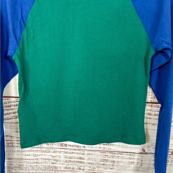 NEW with tags Topshop Nevada Green Blue Graphic Baseball Tee Crop Top Size 10 - Picture 9 of 9